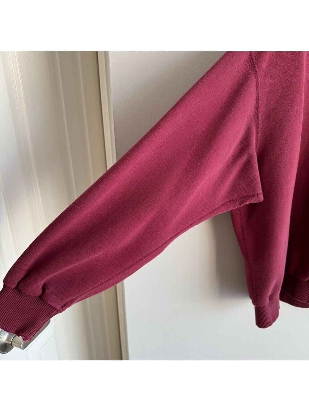 Vintage Cotton Pullover Sweatshirt Sz M Maroon Distressed Worn In Casual GUC - Picture 6 of 13